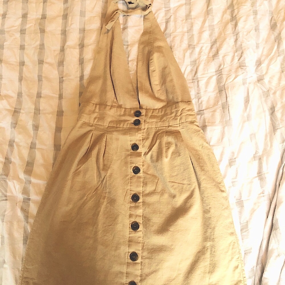 FOREVER 21 BUTTON UP HALTER NECK MINI DRESS